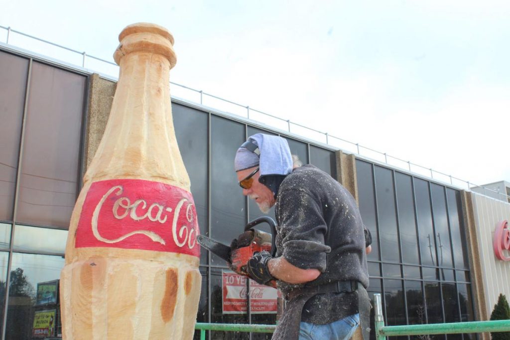 arietta-Coca-Cola, hand-carved wood iconic Coca-Cola Bottle, Brian Ruth, MDJ