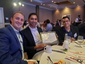 At dinner showing award