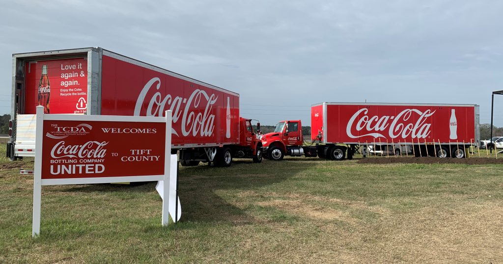 trucks at groundbreaking