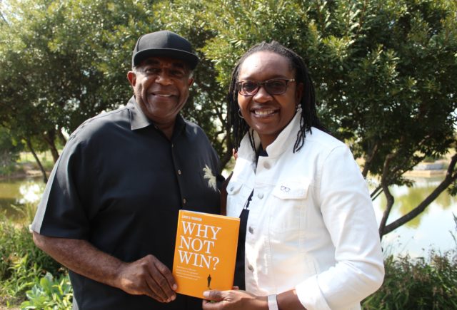 Larry Thornton and Zillah Fluker holding Larry's book