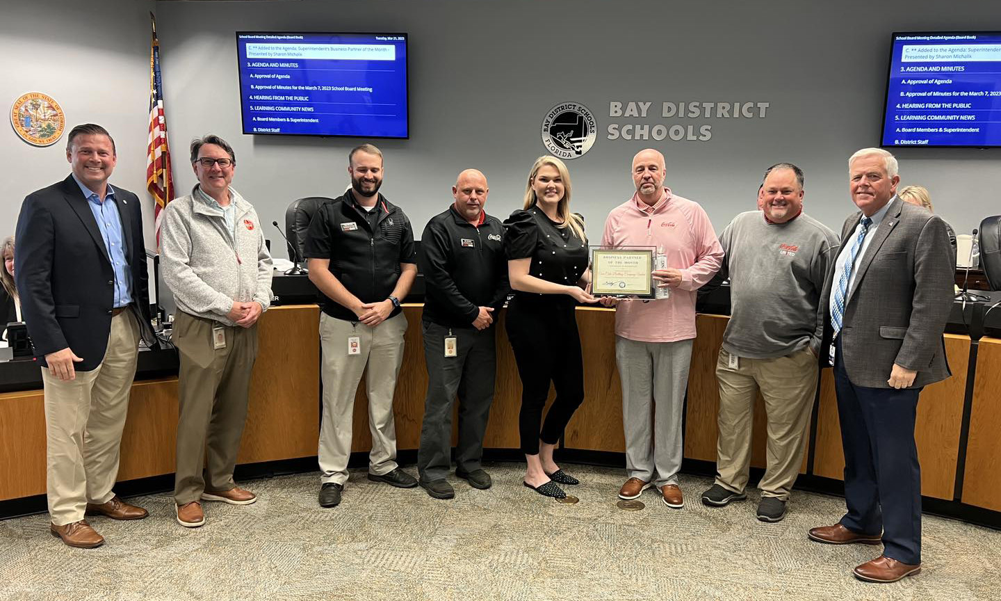 Panama City CocaCola Named Superintendent's Business Partner of the